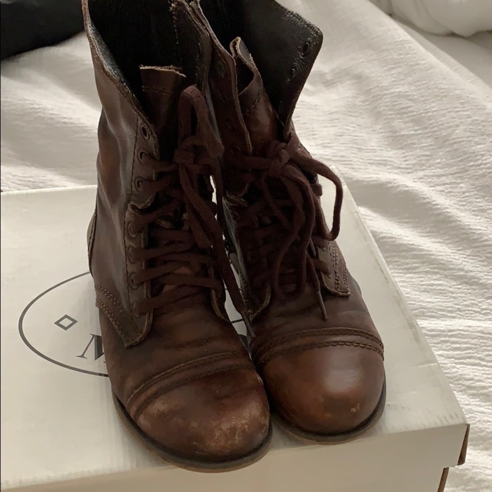 Brown combat boots